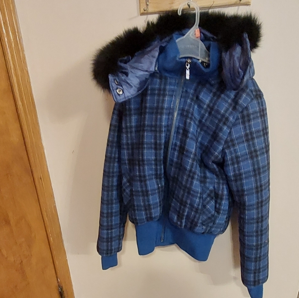 Wool blend jacket with real fur  hood size S